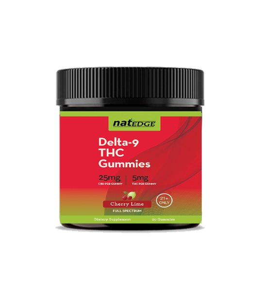 Delta 9 THC Gummies, 25mg CBD, 20 count Cherry Lime Flavor - Spring Street Vitamins