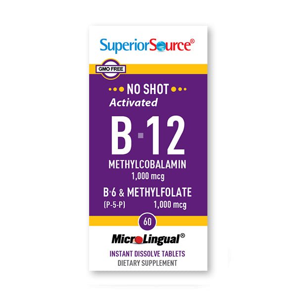 NO SHOT Activated Methylcolbalamin B-12 1,000 mcg / B-6 (P-5-P) & Methylfolate 1,000 mcg, 60 Tablets - Spring Street Vitamins